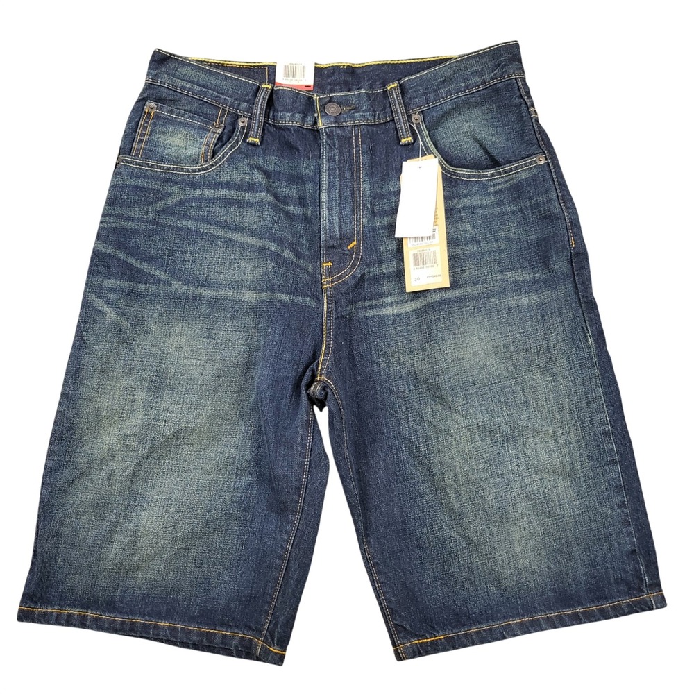 Levis 569 Mens Loose Straight Denim Shorts Dark Wash Blue 30 New 355690174